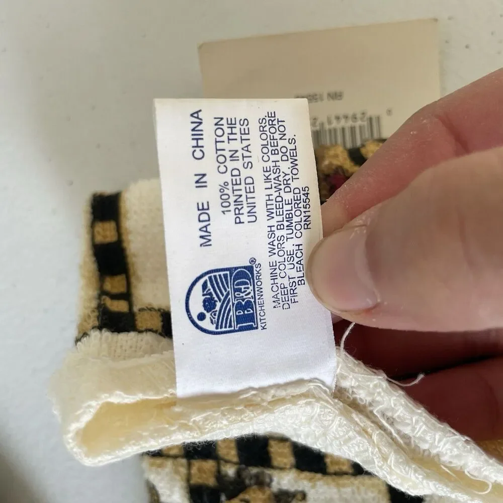 Vintage B&D Kitchenworks Hand Towels Lot 90's Noah's Arc Graphic 100% Cotton